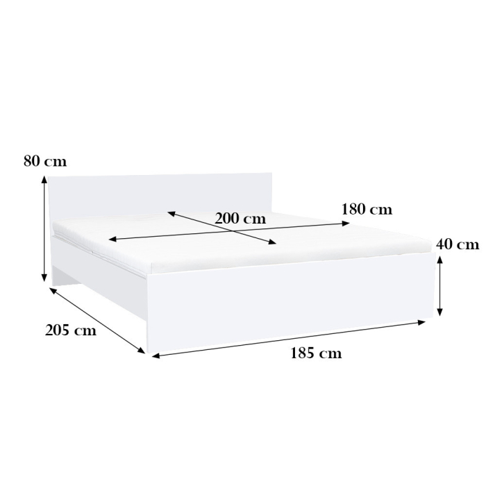 Leziter Pat dublu Miami fără cadru de pat 180x200 cm alb-alb [3]