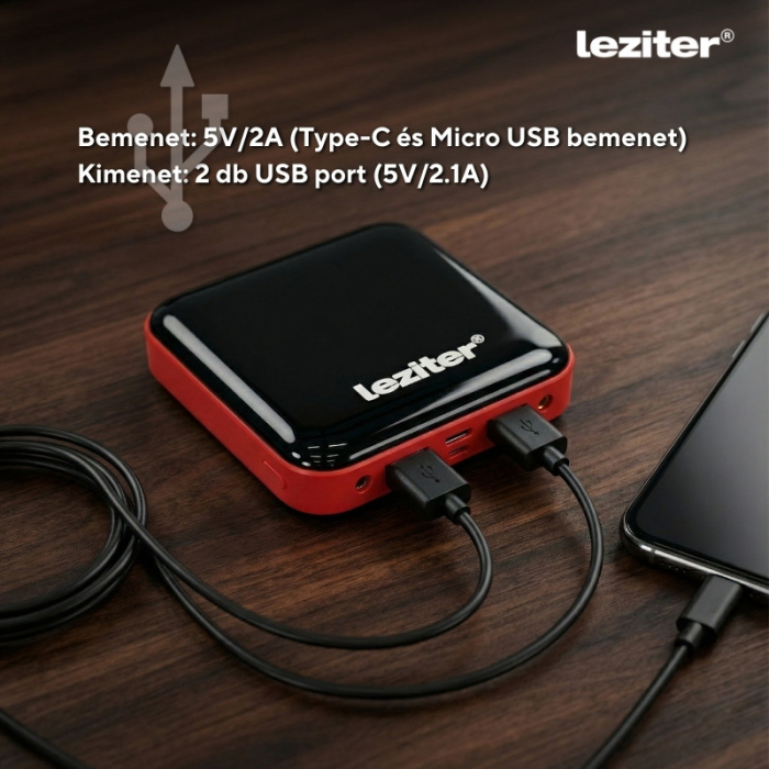 Leziter Powerbank 10000 mAH 2A 10W negru [3]
