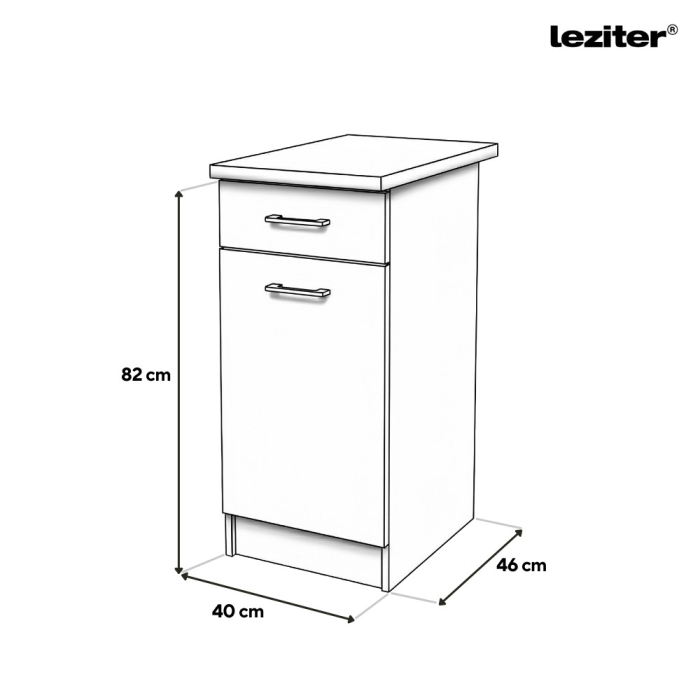 Leziter Praktik 40 dulap de bază 1 ușă 1 sertar, alb-antracit [2]