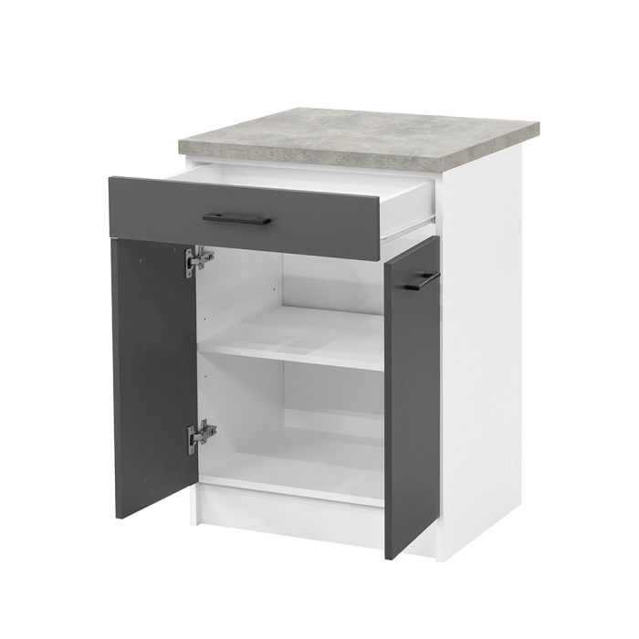 Leziter Praktik 60 dulap de bază 2 uși 1 sertar, alb-antracit [3]