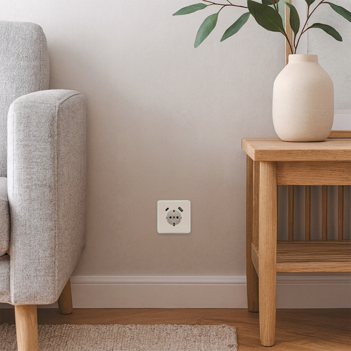 Leziter Priză de curent Nova cu împământare și conector USB 2A alb [2]