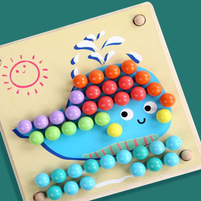 Leziter Puzzle cu bile, jucărie din lemn Montessori [6]