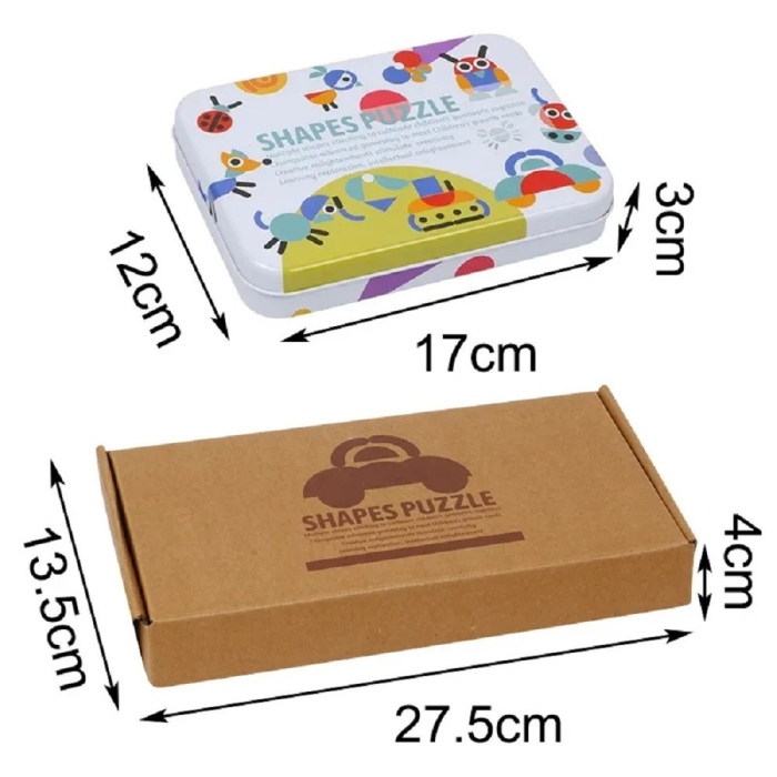 Leziter Puzzle cu forme logice, jucărie din lemn Montessori [3]