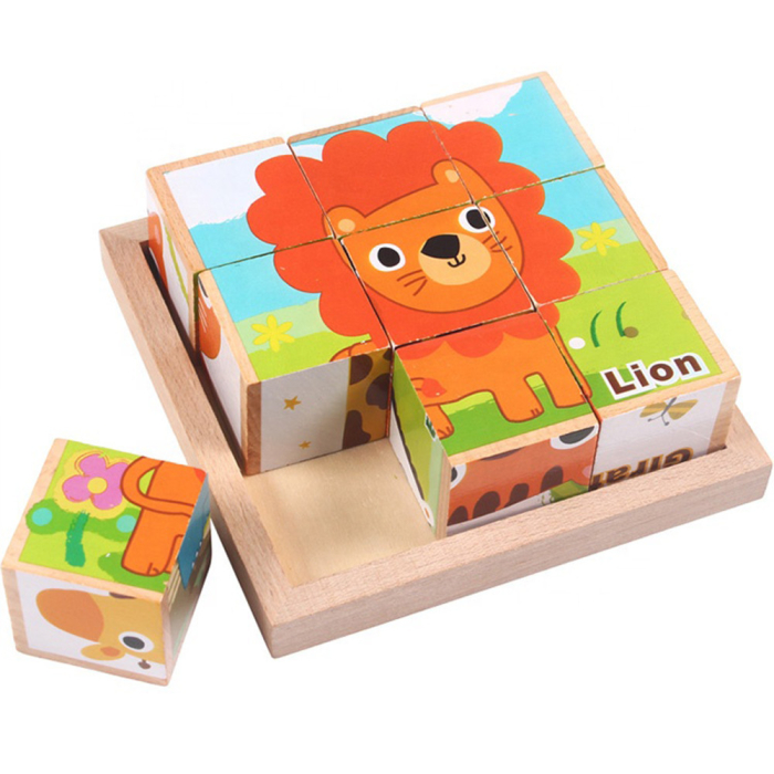 Leziter Puzzle cub din lemn, jucărie puzzle din lemn [2]