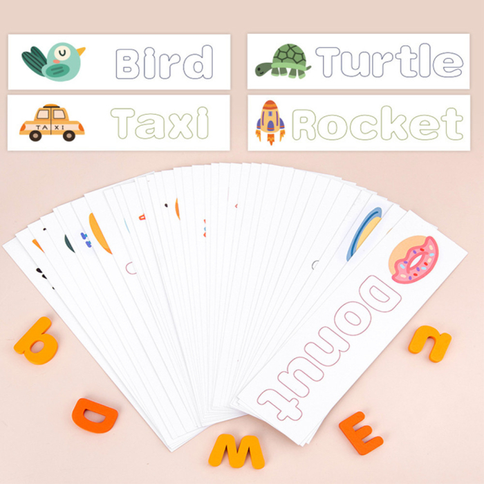 Leziter Puzzle de cuvinte, joc din lemn pentru învățarea cuvintelor cu cărți în limba engleză [5]