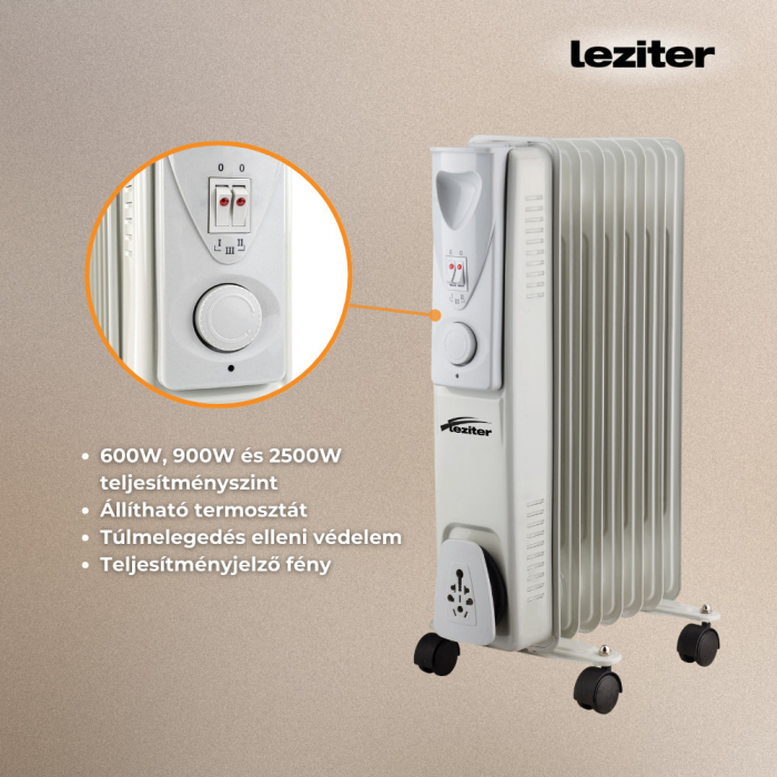 Leziter Radiator cu ulei Norde, format din 7 piese, 600W/900W/1500W [4]