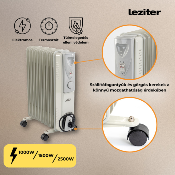 Leziter Radiator cu ulei Norde, format din 7 piese, 600W/900W/1500W [5]
