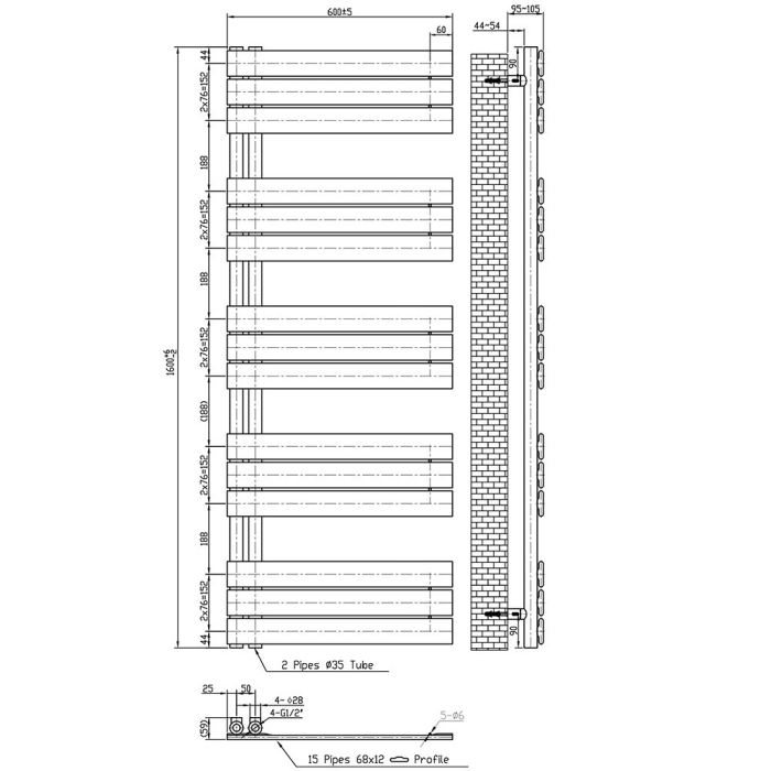 Leziter Radiator pentru prosoape Solaro Design, 1600x600 mm, negru [3]