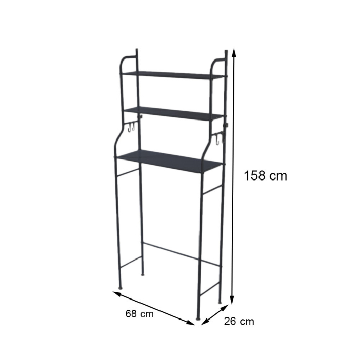 Leziter Raft de baie deasupra toaletei, cu mai multe niveluri, negru [3]