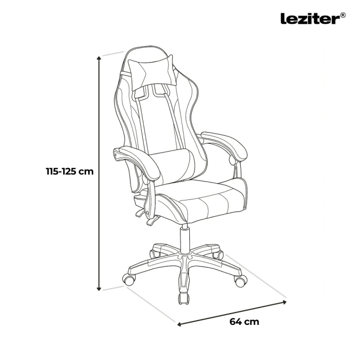 Leziter Raven gamer birou scaun pivotant negru [3]