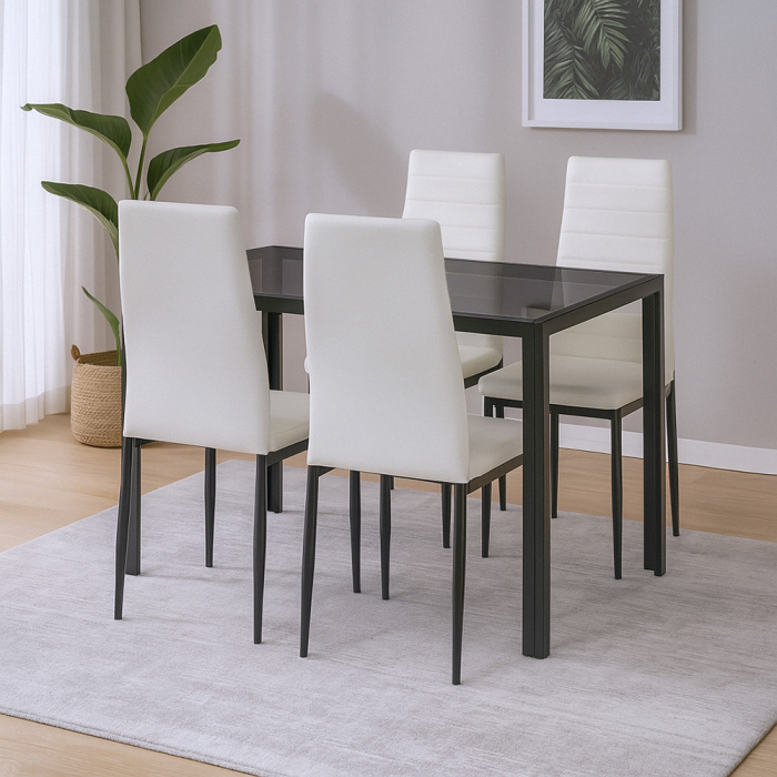 Leziter Rowan 4+1 set de sufragerie alb-negru [2]