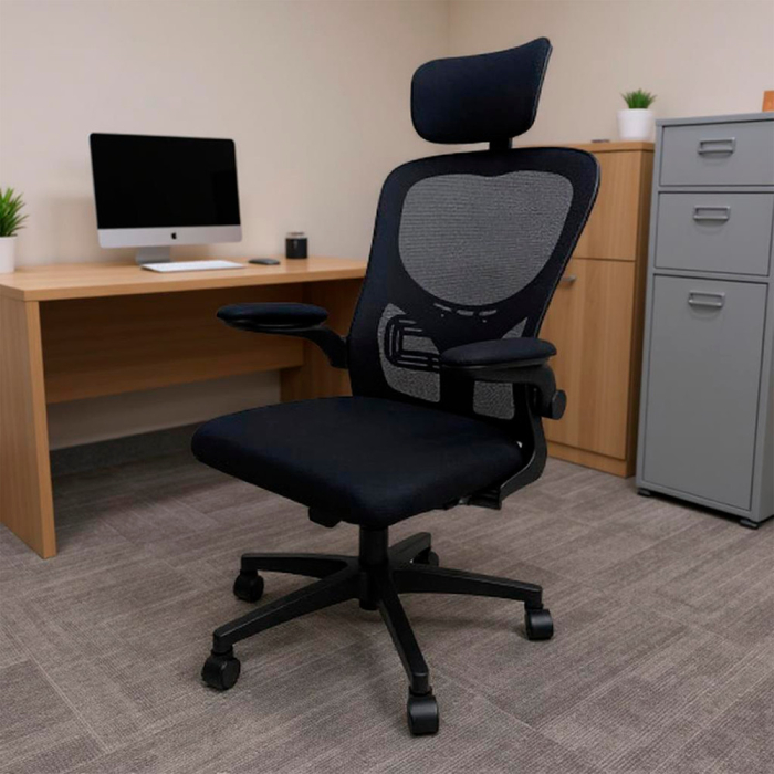 Leziter Scaun de birou ergonomic Flexo, pivotant, negru, cu suport lombar [2]