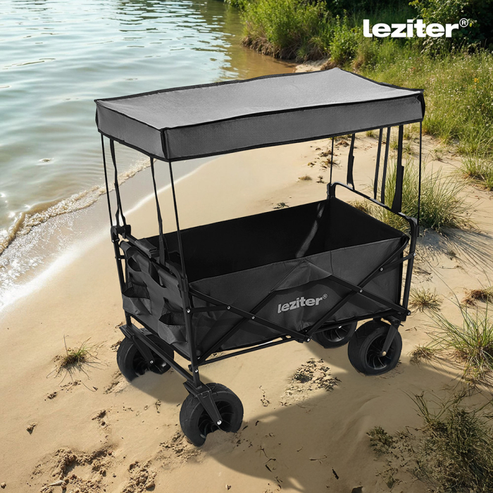 Leziter Scaun de plajă premium acoperiș gri [2]