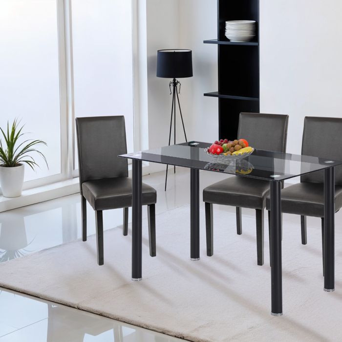 Leziter Scaun de sufragerie Kelly din piele neagră [2]