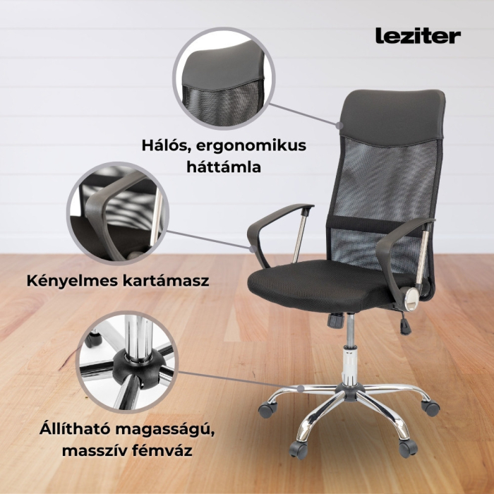 Leziter Scaun pivotant ergonomic de birou Fit, negru [3]