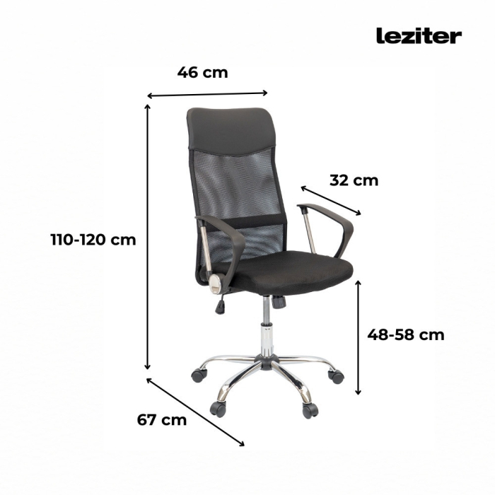 Leziter Scaun pivotant ergonomic de birou Fit, negru [2]