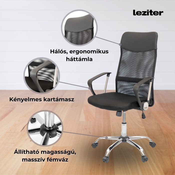 Leziter Scaun rotativ ergonomic de birou Fit, negru [3]