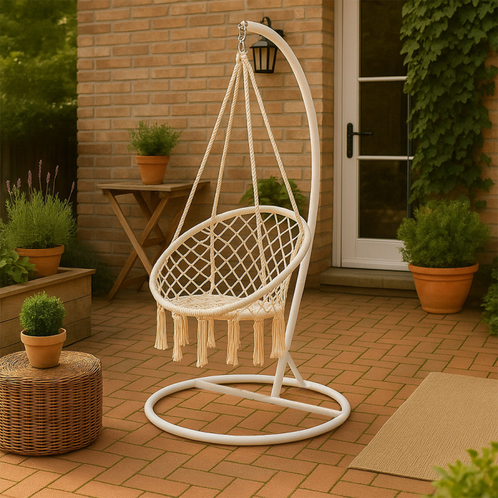 Leziter Scaun suspendat Cardenas cu suport bej-alb [2]