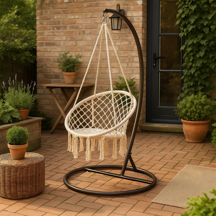 Leziter Scaun suspendat Cardenas cu suport bej-maro [2]