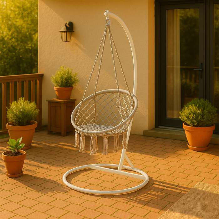 Leziter Scaun suspendat Cardenas cu suport gri-alb [2]