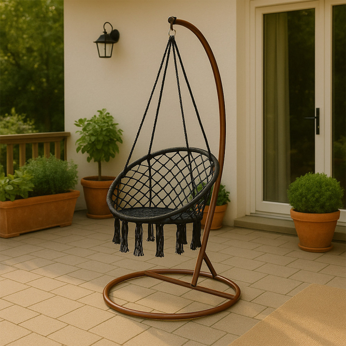 Leziter Scaun suspendat Cardenas cu suport negru-maro [2]