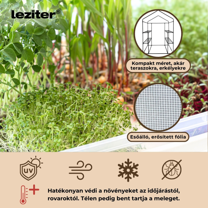 Leziter Seră de balcon 143x73x195 cm albă [5]