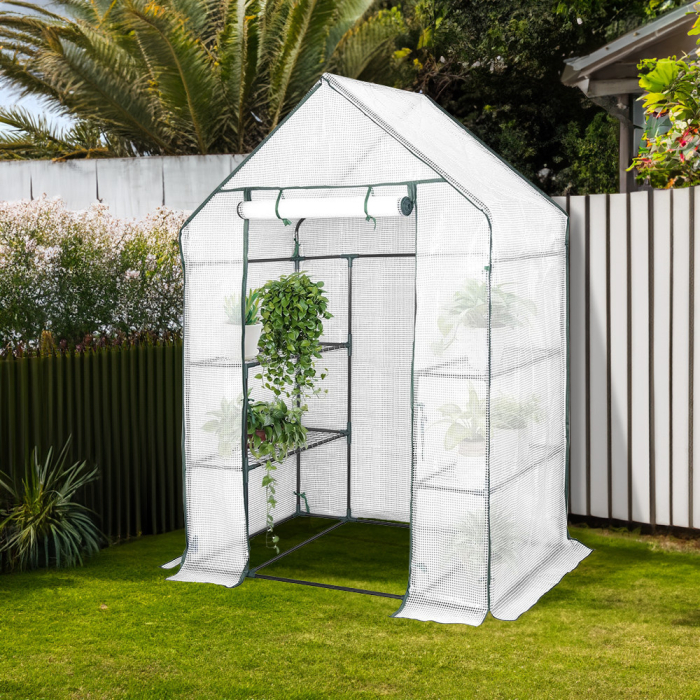 Leziter Seră de balcon 143x73x195 cm albă [3]