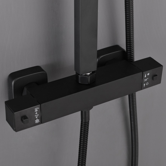 Leziter Set de duș Mazama Black cu baterie termostatică [8]