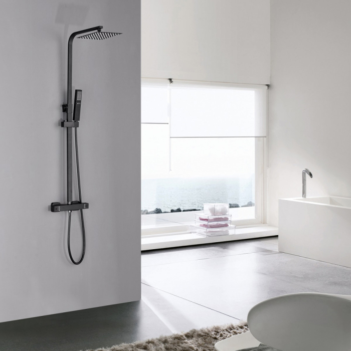 Leziter Set de duș Mazama Black cu baterie termostatică [2]