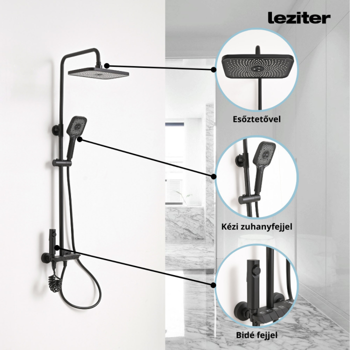 Leziter Set de duș multifuncțional Eliz negru [4]
