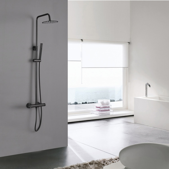 Leziter Set de duș Teton Black cu baterie termostatică [2]