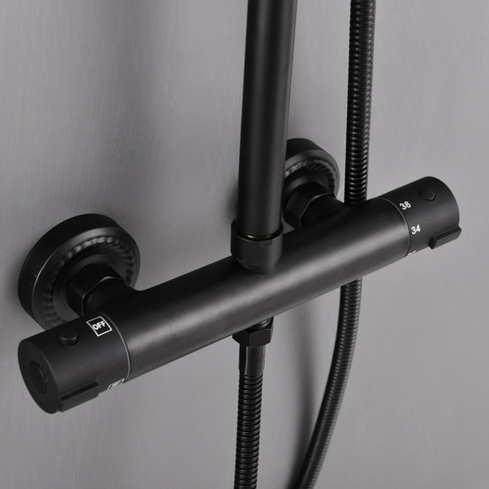 Leziter Set de duș Teton Black cu baterie termostatică [7]