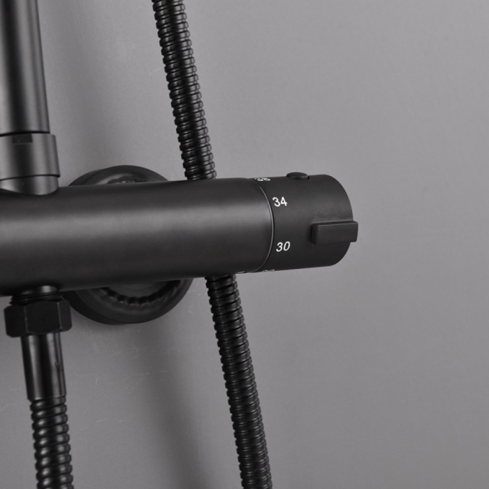 Leziter Set de duș Teton Black cu baterie termostatică [6]