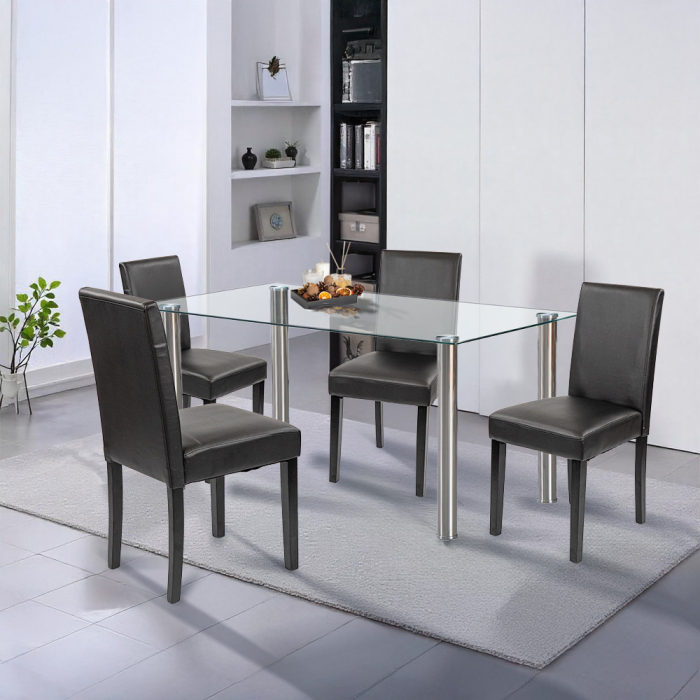 Leziter Set de masă Cadiz 4 1 alb-negru [2]