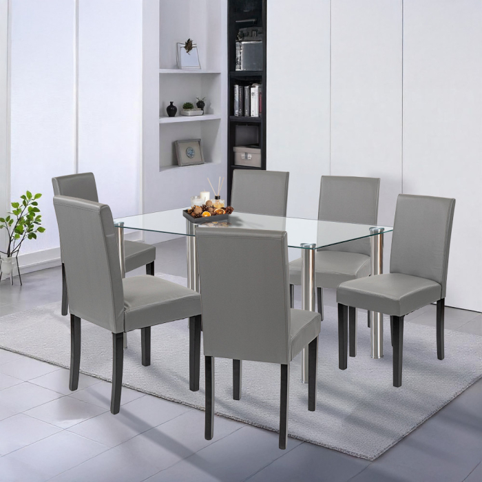 Leziter Set de masă Cadiz 6 1 alb-gri [2]