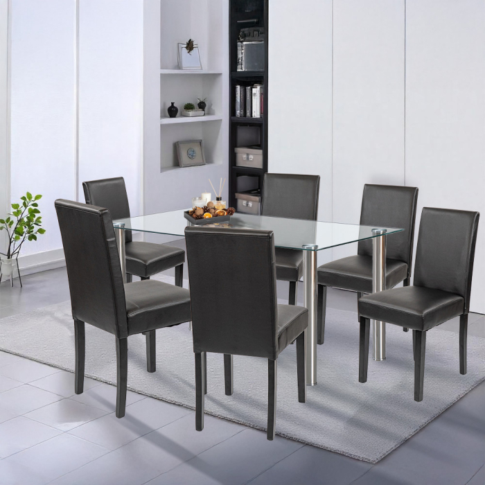 Leziter Set de masă Cadiz 6 1 alb-negru [2]