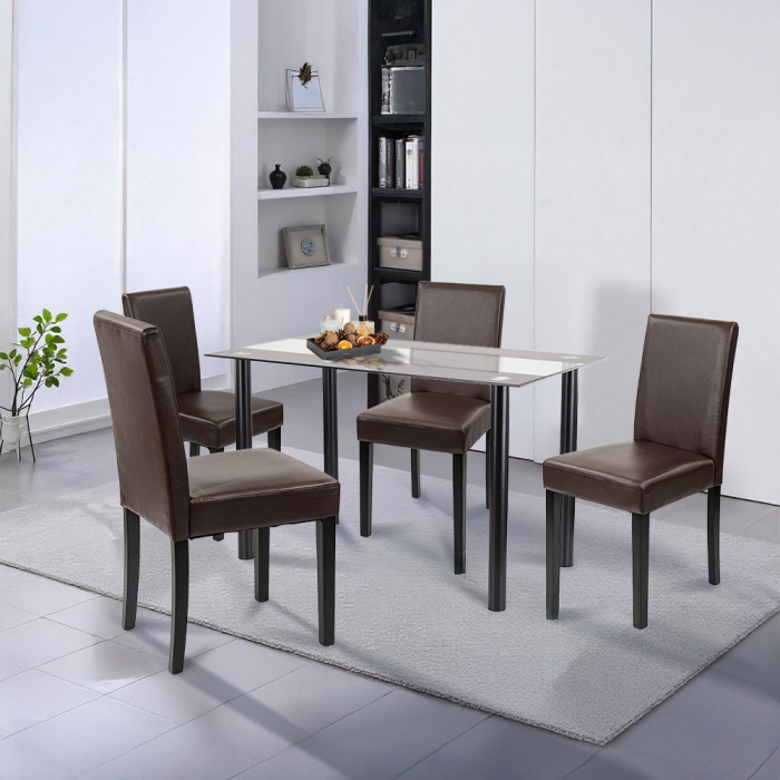 Leziter Set de masă Karin 4 1 negru-maro [2]