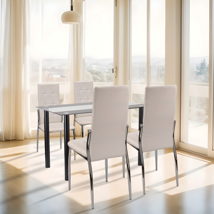 Leziter Set de masă Lara 4+1 alb [2]