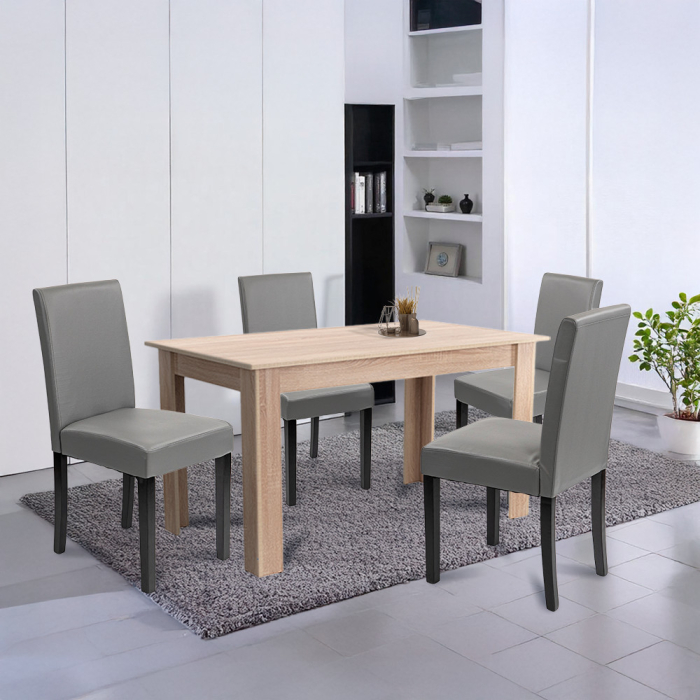 Leziter Set de masă Leon 4 1, gri stejar Sonoma [2]