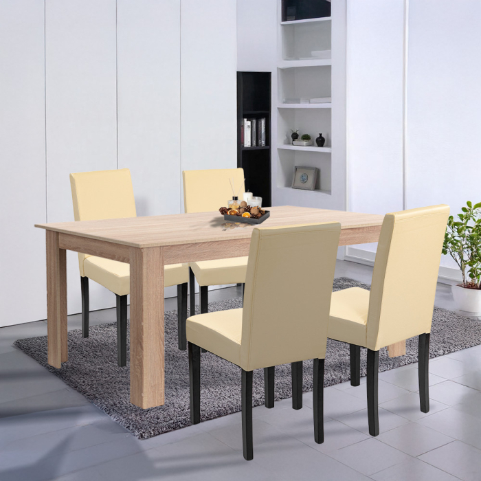 Leziter Set de masă Leon 4 1 stejar Sonoma-bej [2]