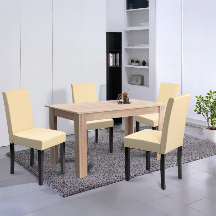 Leziter Set de masă Leon 4 1 stejar Sonoma-bej [2]