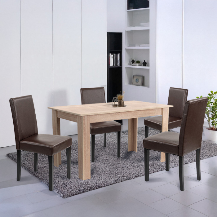 Leziter Set de masă Leon 4 1, stejar Sonoma-maro [2]