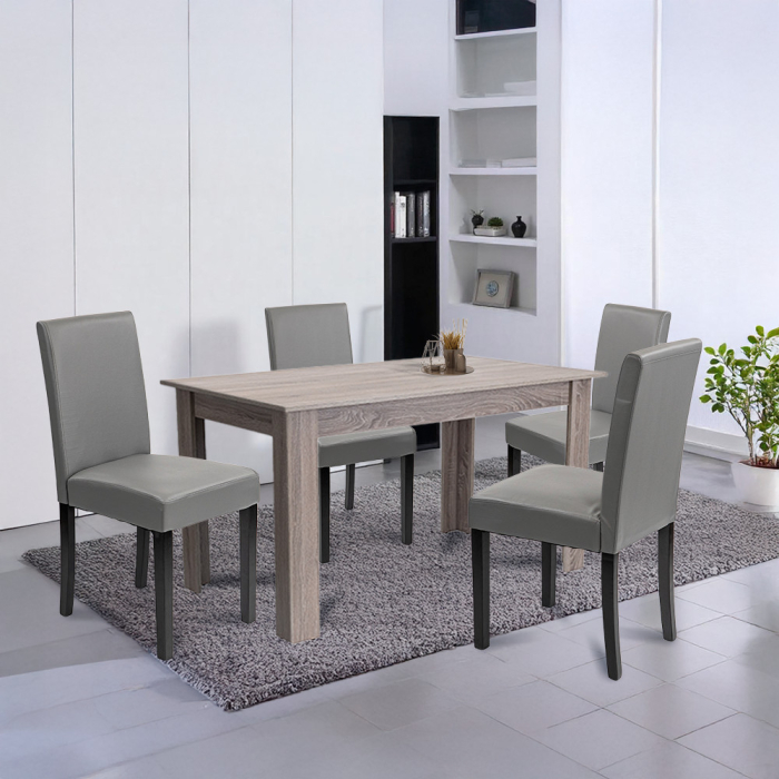 Leziter Set de masă Leon 4 1 stejar York gri [2]