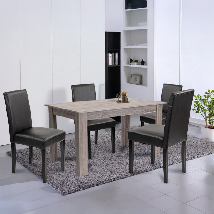 Leziter Set de masă Leon 4 1 stejar York-negru [2]