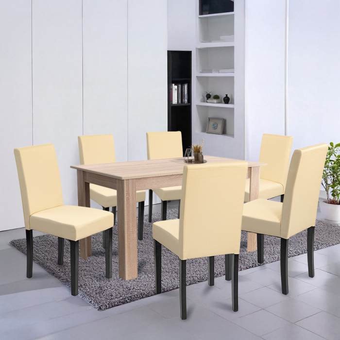 Leziter Set de masă Leon 6 1 stejar Sonoma-bej [2]