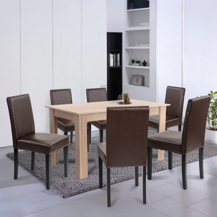 Leziter Set de masă Leon 6 1, stejar Sonoma-maro [2]