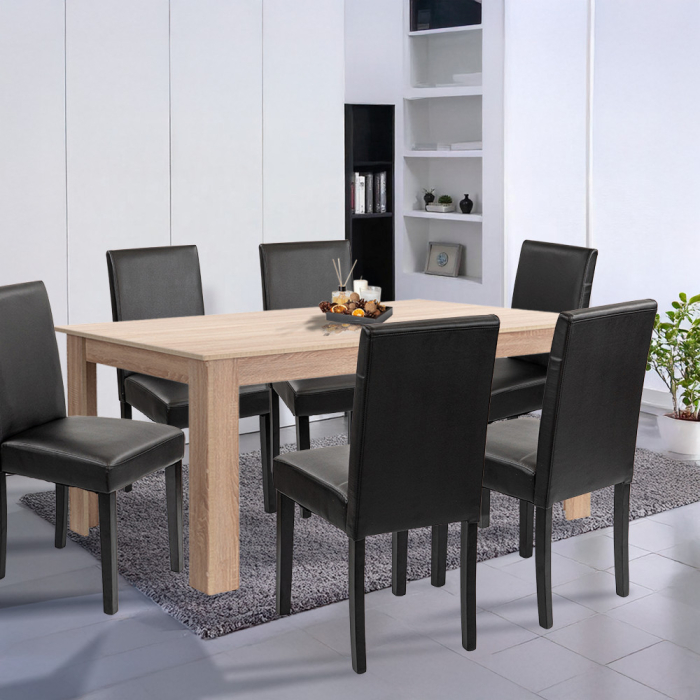 Leziter Set de masă Leon 6 1, stejar Sonoma-negru [2]