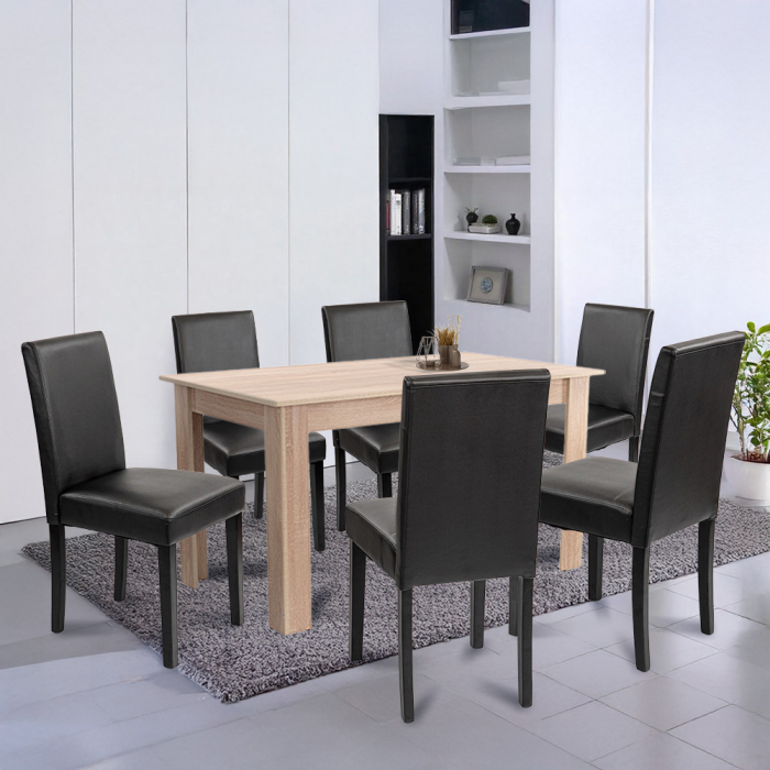 Leziter Set de masă Leon 6 1, stejar Sonoma-negru [2]