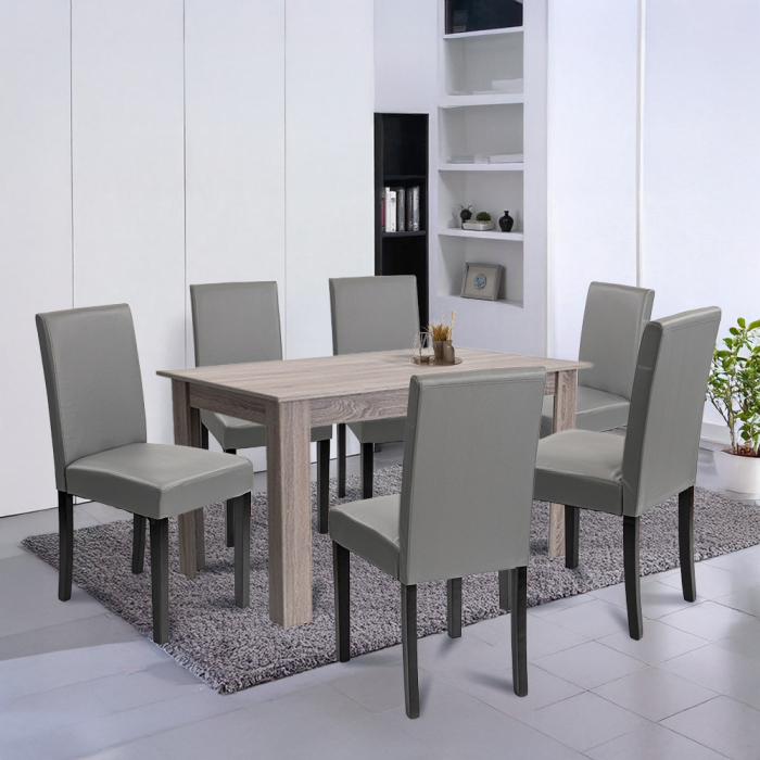 Leziter Set de masă Leon 6 1 stejar York gri [2]