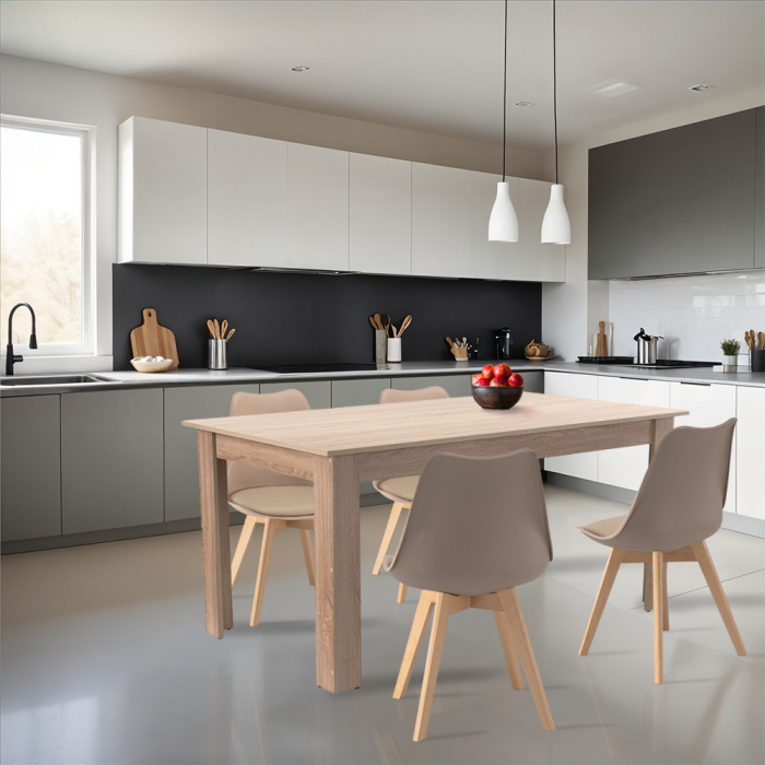 Leziter Set de masă Lola 4 1 bej-stejar Sonoma [2]